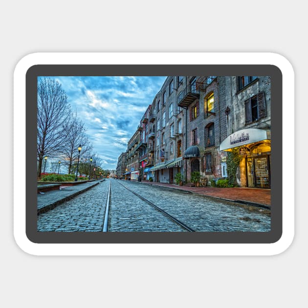 River Street Savannah Georgia Sticker by Gestalt Imagery